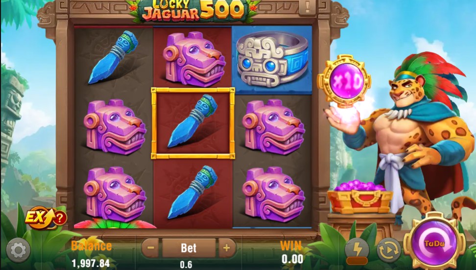 Ronda de regiros de Lucky Jaguar 500 con comodines bloqueados en la cuadrícula